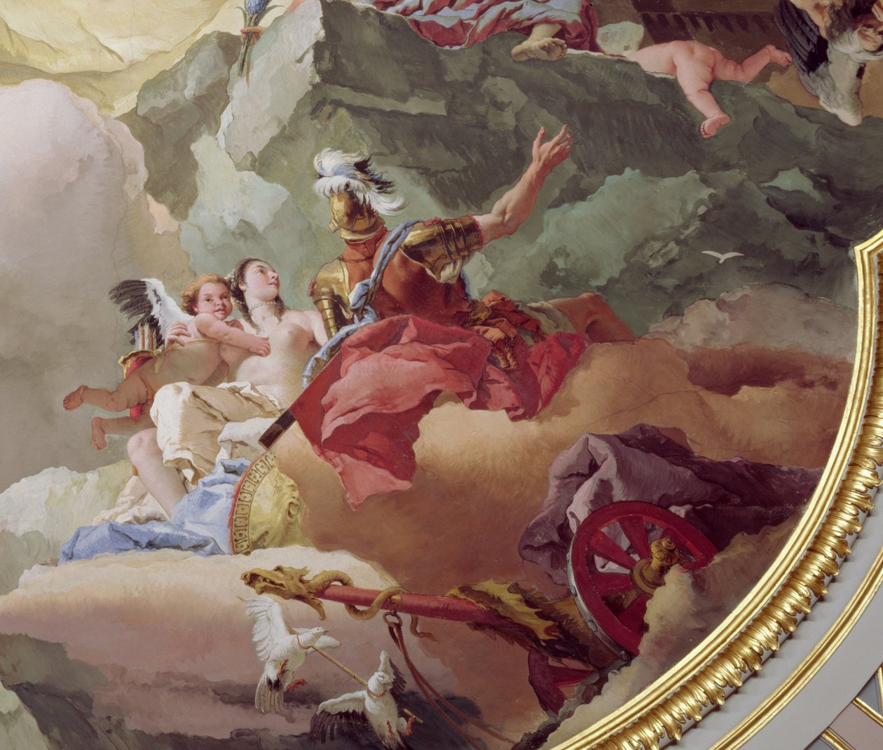 Apoteoza detalu fresku monarchii hiszpańskiej z 170577 autorstwa Giovanni Battista Tiepolo