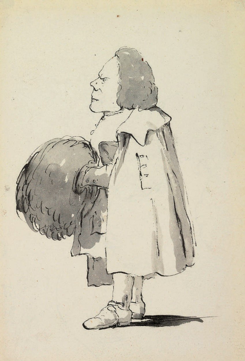 Karykatura niskiego dżentelmena autorstwa Giovanni Battista Tiepolo