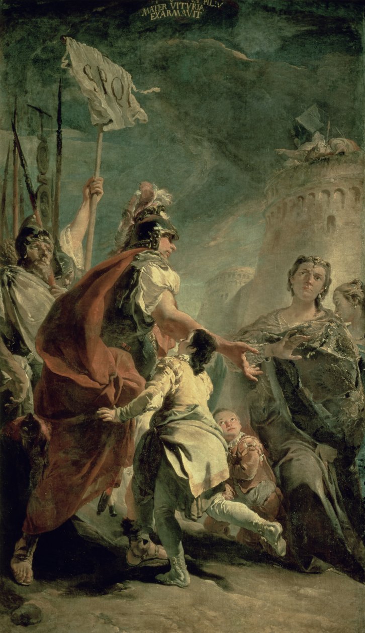 Coriolanus w okolicach Rzymu, c.1725 autorstwa Giovanni Battista Tiepolo