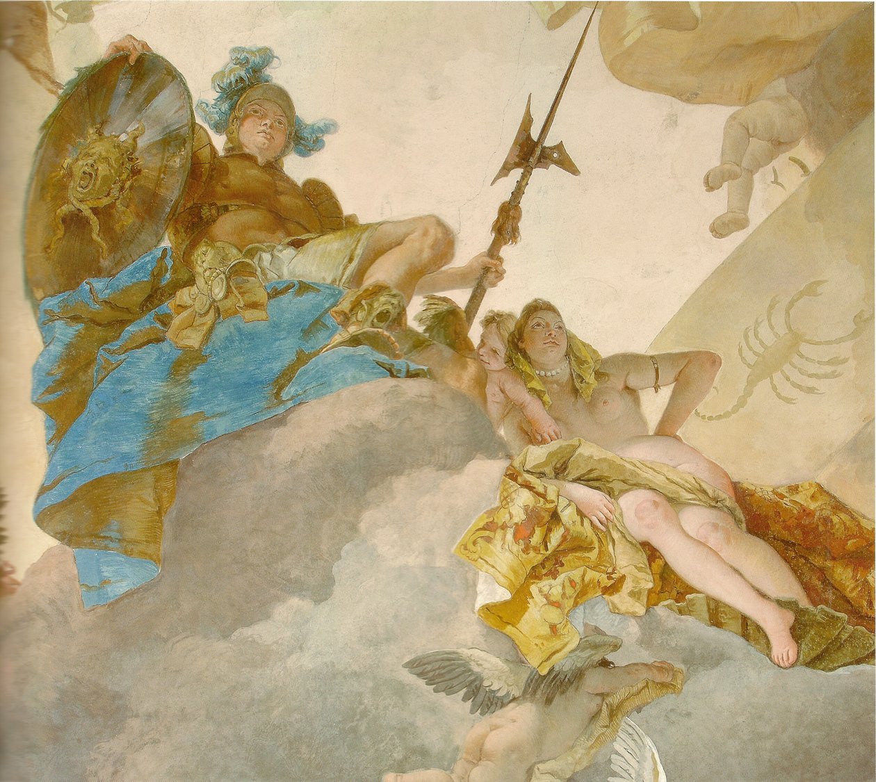 Fresk na suficie na klatce schodowej Rezydencji Würzburg, detal autorstwa Giovanni Battista Tiepolo