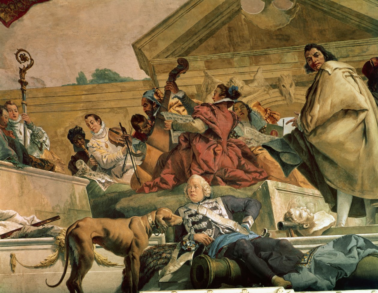 Europa, jeden z czterech kontynentów z sufitu „Treppenhaus”, 1750-53 (patrz także 30573 i 168392) autorstwa Giovanni Battista Tiepolo