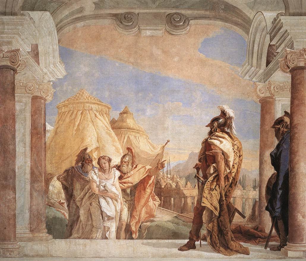 Eurybates i Talthybios prowadzą Briseis do Agamemmon autorstwa Giovanni Battista Tiepolo