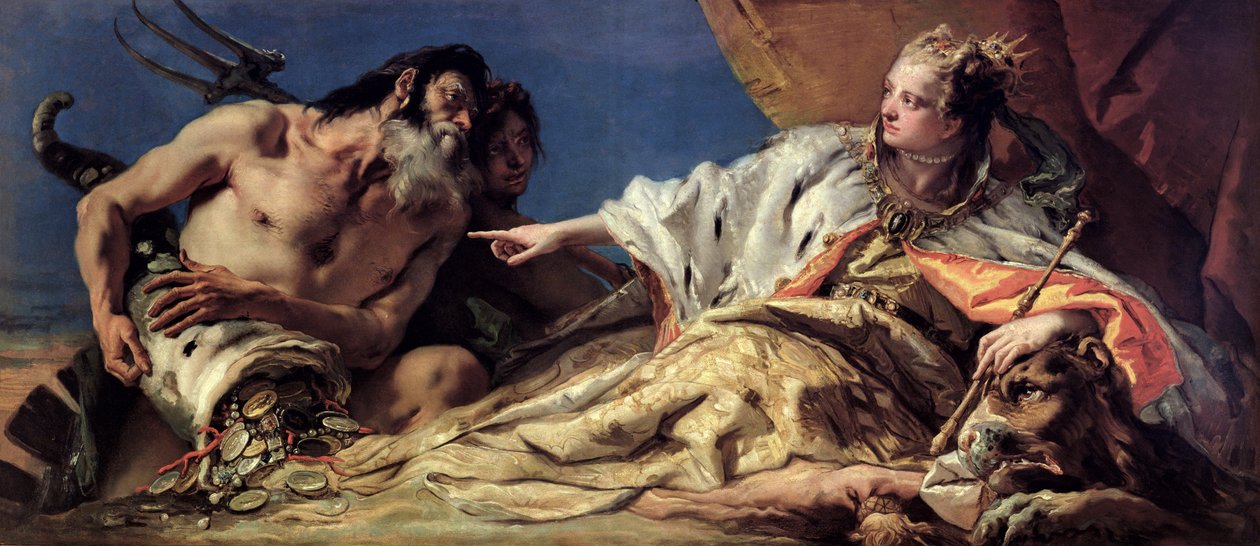 Neptun ofiarowujący Wenecji prezenty (fresk na suficie) autorstwa Giovanni Battista Tiepolo