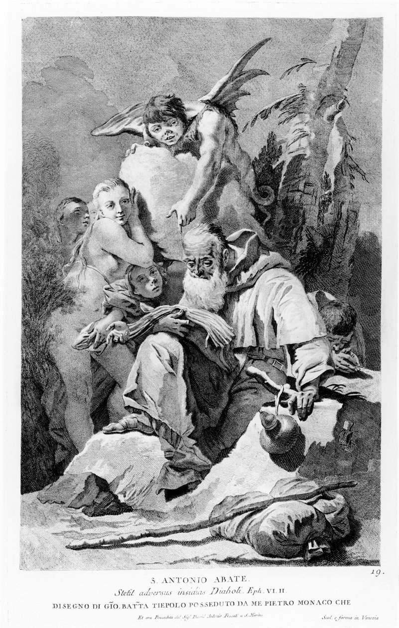 Św. Antoni opat znosi pokusy diabła autorstwa Giovanni Battista Tiepolo