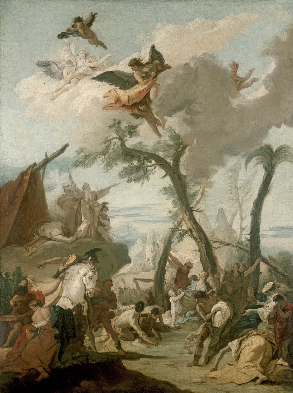Zbieranie manny, XVIII w. autorstwa Giovanni Battista Tiepolo