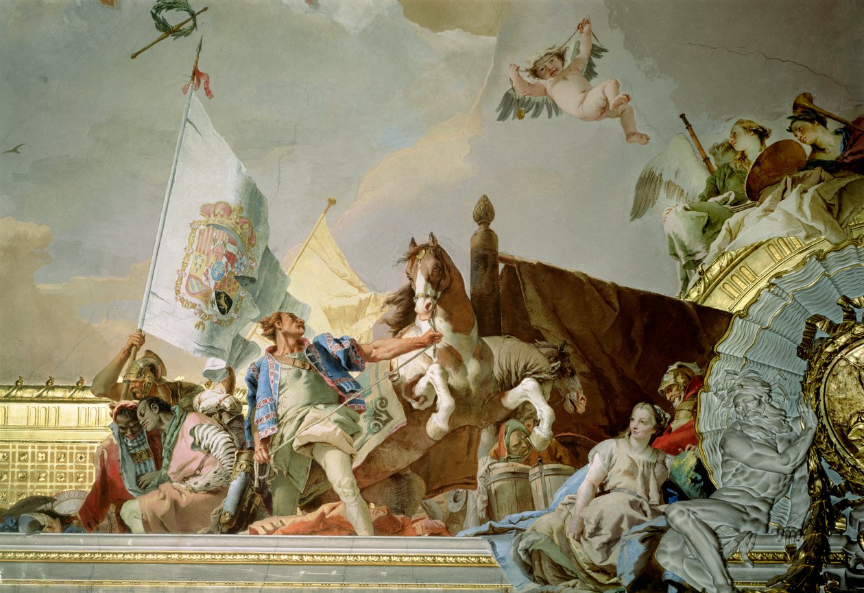 Chwała Hiszpanii I, z sufitu sali tronowej, 1764 autorstwa Giovanni Battista Tiepolo