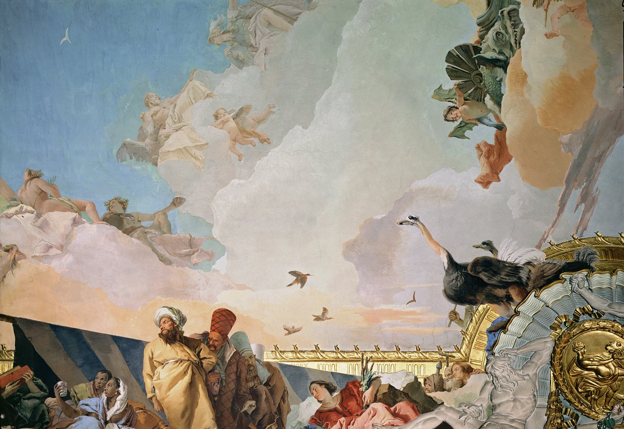 Chwała Hiszpanii III, z sufitu sali tronowej, 1764 (szczegóły, patrz także 61757, 61758, 62340) autorstwa Giovanni Battista Tiepolo