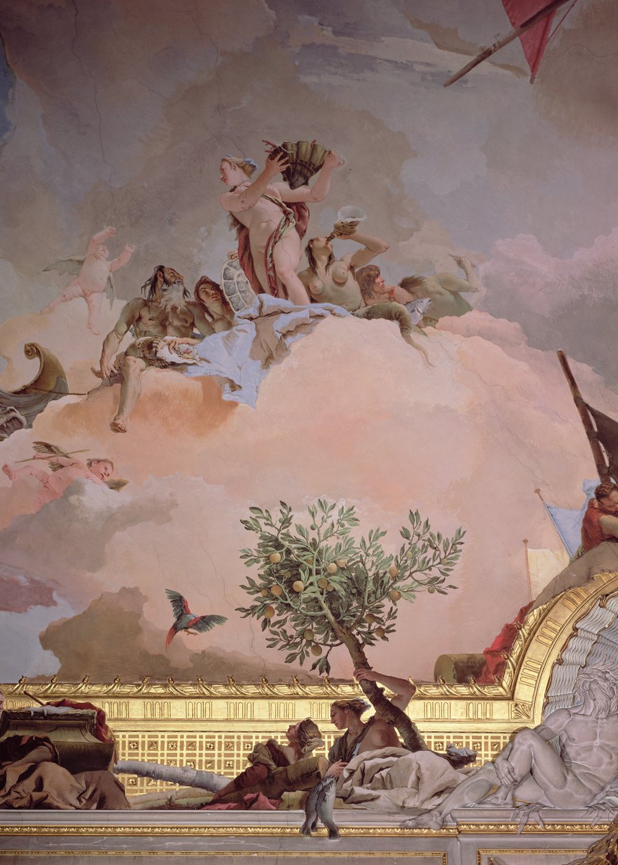 Chwała Hiszpanii IV, z sufitu sali tronowej, 1764 (szczegół, patrz także 61757, 61758, 62096) autorstwa Giovanni Battista Tiepolo