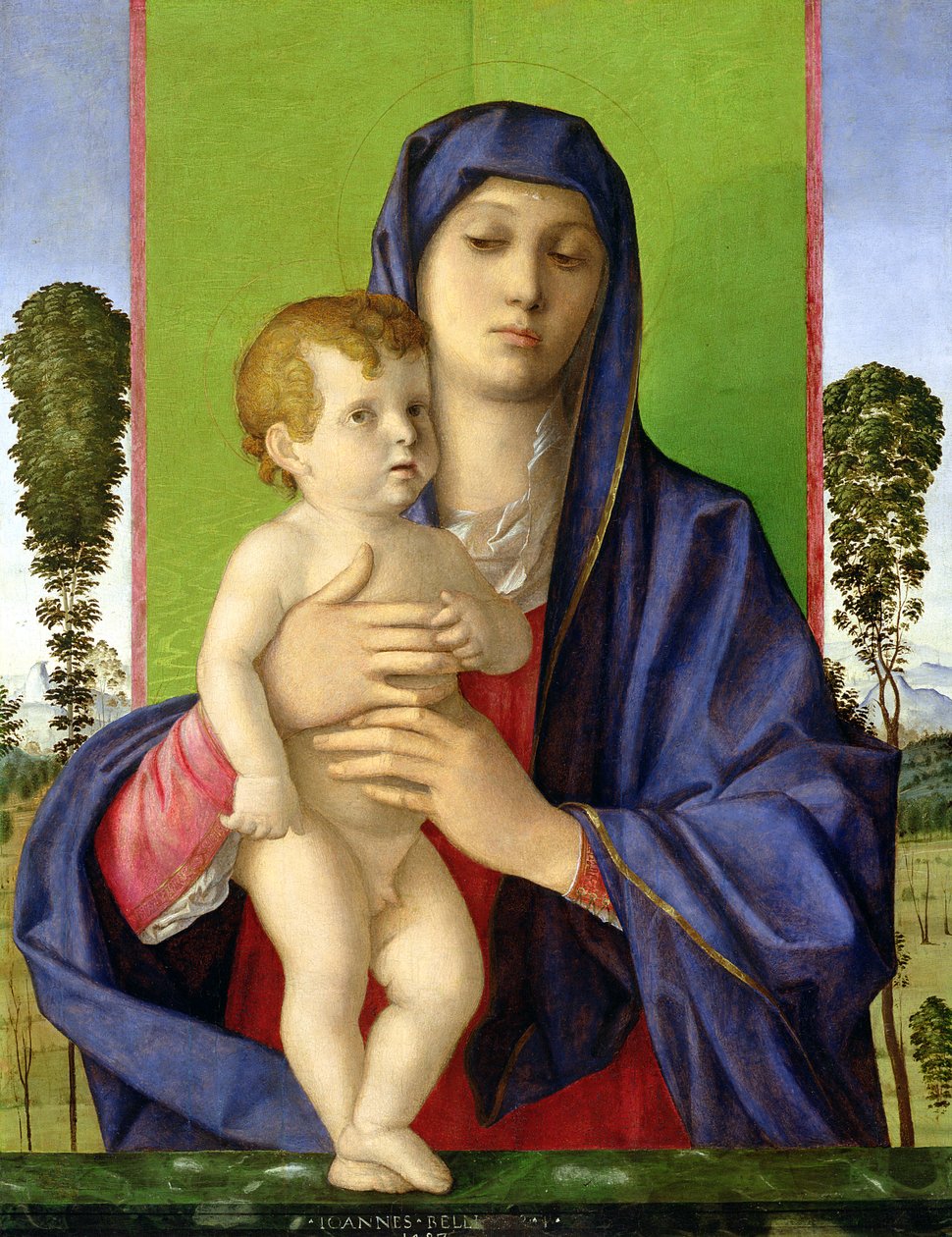 Madonna z drzew (Madonna degli Alberetti), 1487 (restauracja po 1997) autorstwa Giovanni Bellini