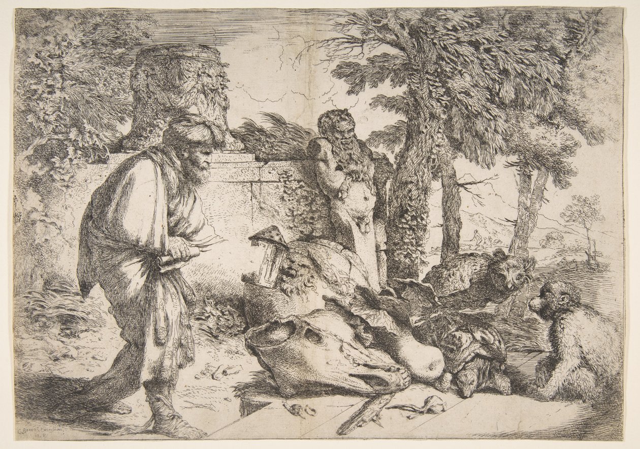 Filozof Diogenes w poszukiwaniu uczciwego człowieka autorstwa Giovanni Benedetto Castiglione