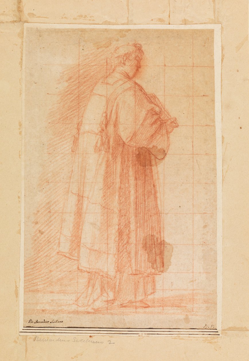 Stojący duchowny trzymający księgę autorstwa Giovanni Bernardino Rodriguez