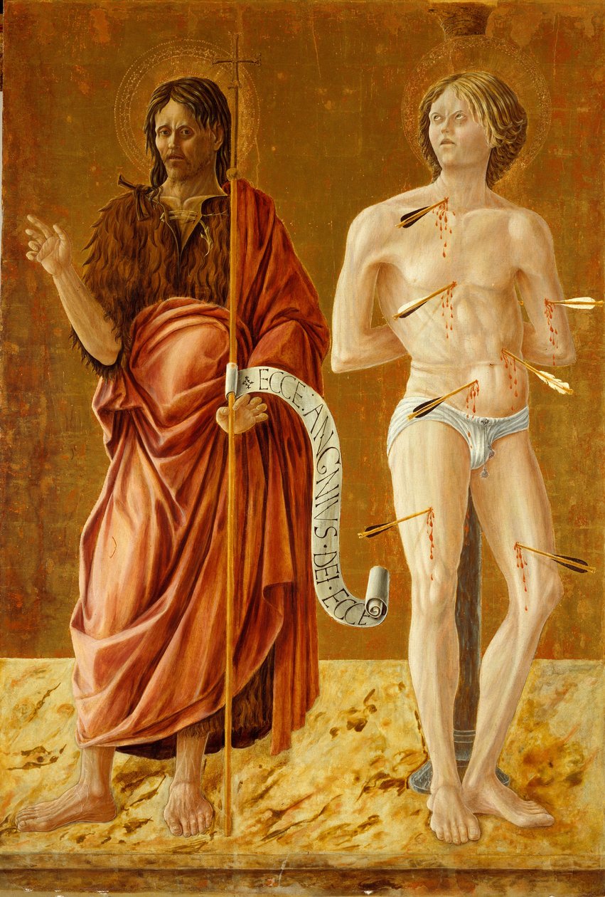 Św. Jan Chrzciciel i św. Sebastian, ok. 1450-70 (tempera na desce) autorstwa Giovanni Boccati or Boccatto