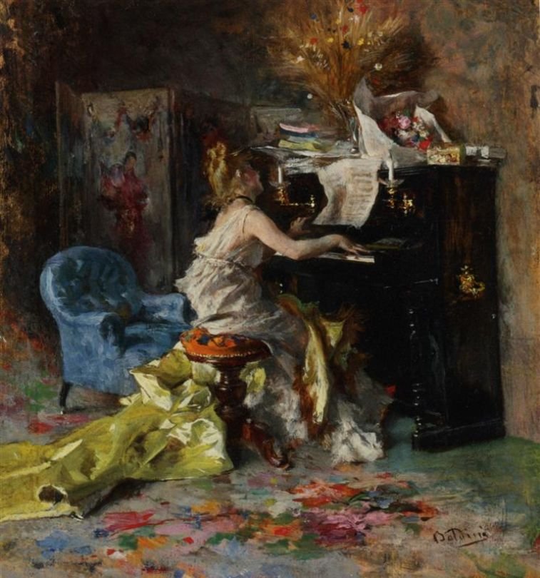 Woman at the Piano Deutsch: Frau am Klavier Polski: Kobieta przy pianinie autorstwa Giovanni Boldini
