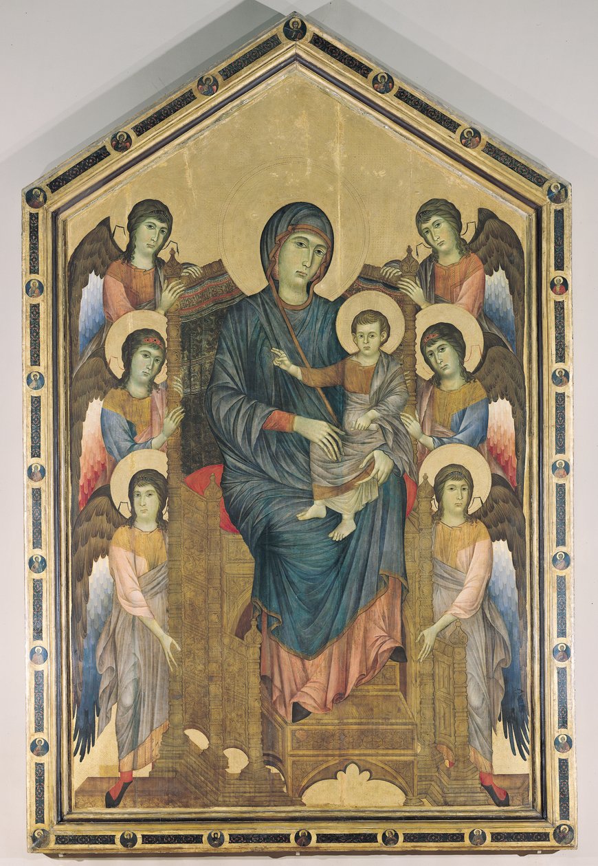 Dziewica z Dzieciątkiem w majestacie otoczona sześcioma aniołami, ok.1270 autorstwa Giovanni Cimabue
