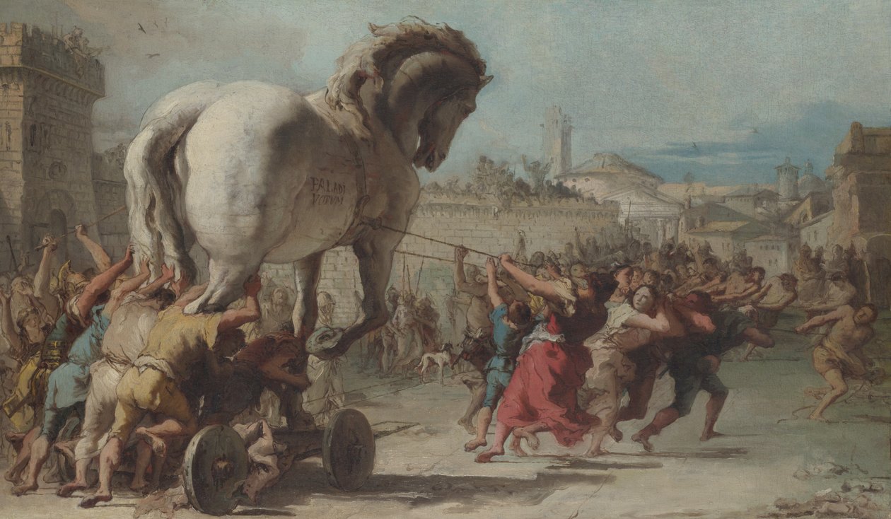Procesja konia trojańskiego w Troi autorstwa Giovanni Domenico Tiepolo