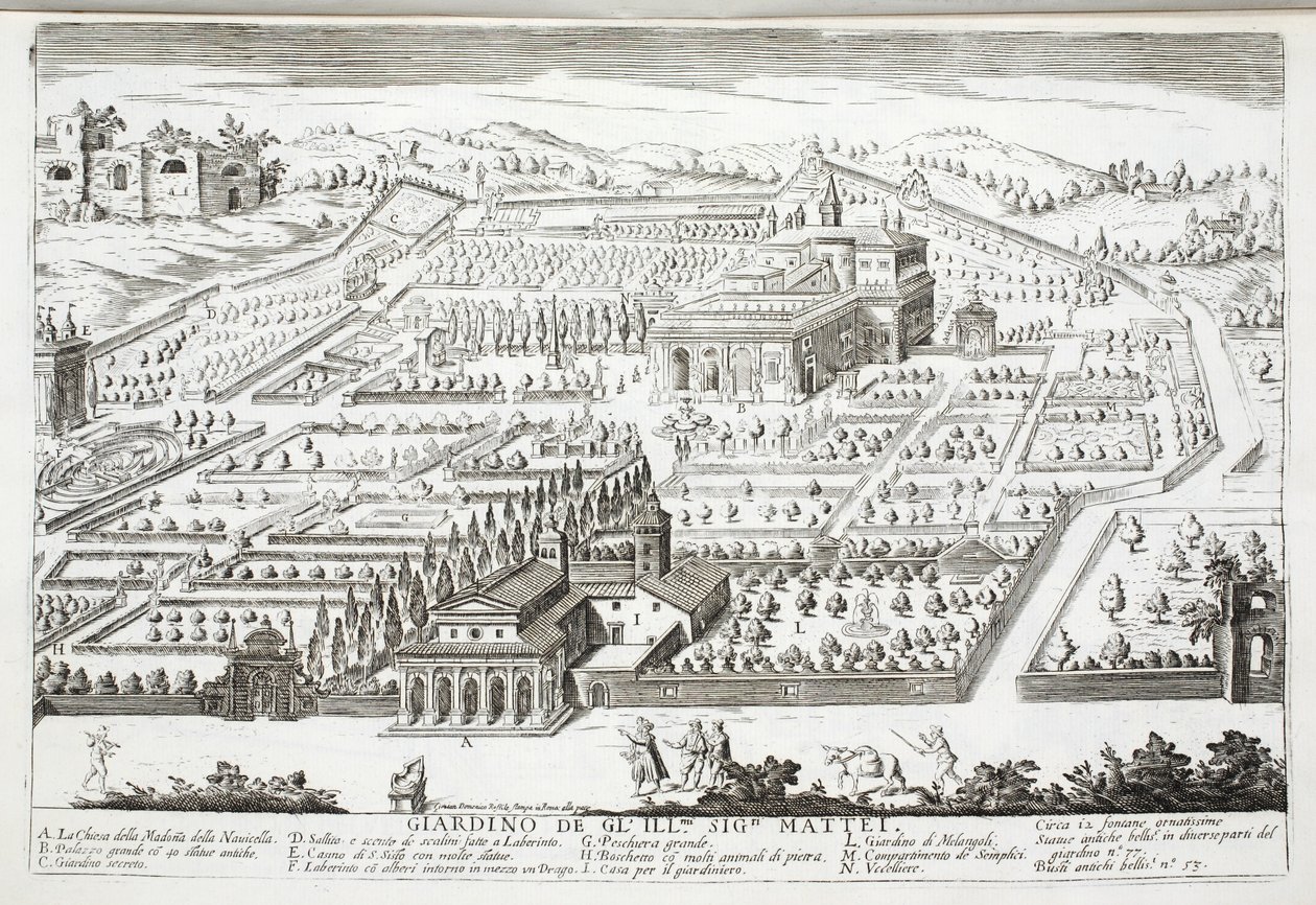 Widok na ogrody Villa Mattei autorstwa Giovanni Domenico de