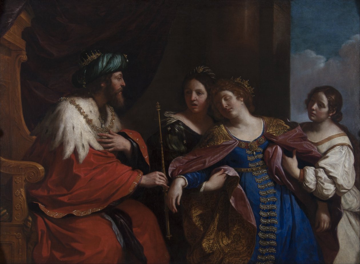 Estera przed Aswerusem autorstwa Giovanni Francesco Barbieri