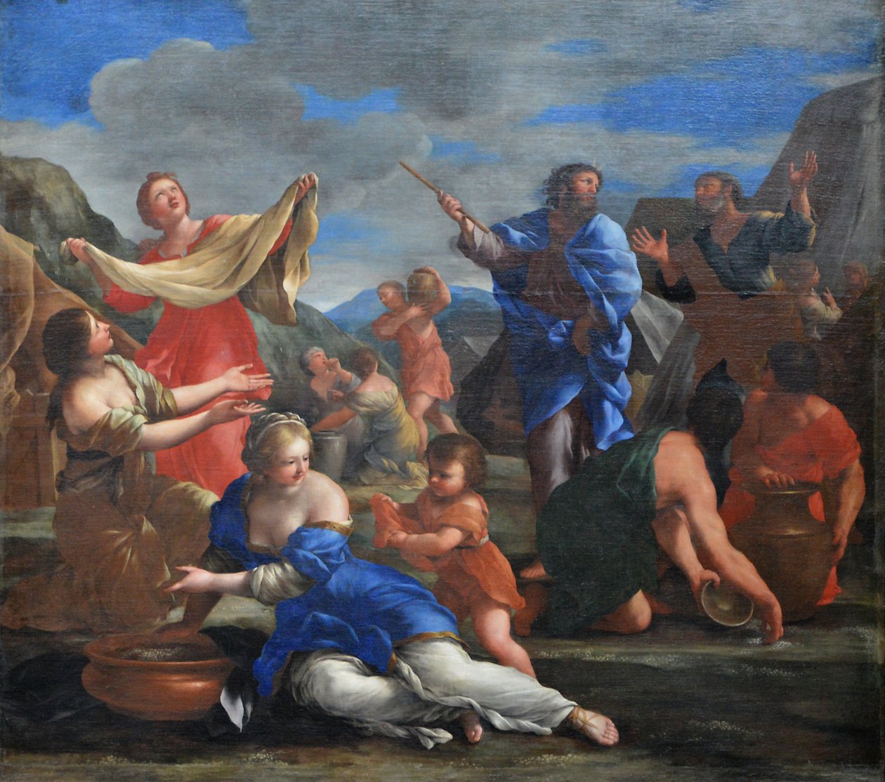 Izraelici zbierają mannę na pustkowiu autorstwa Giovanni Francesco Romanelli