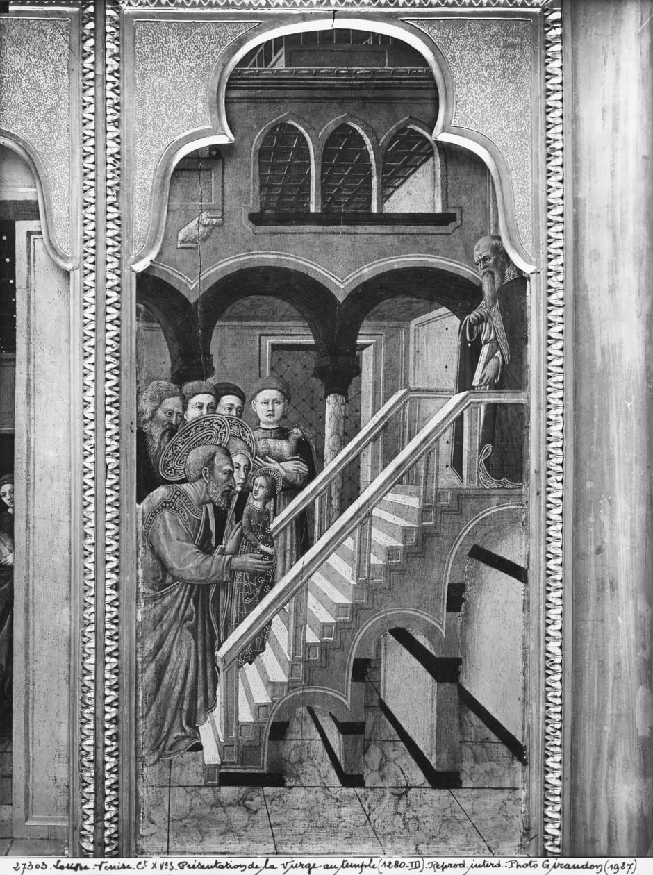 Cykl Życia Dziewicy, Ofiarowanie Dziewicy w świątyni, c.1445 (olej na desce z topoli) autorstwa Giovanni Francesco da Rimini