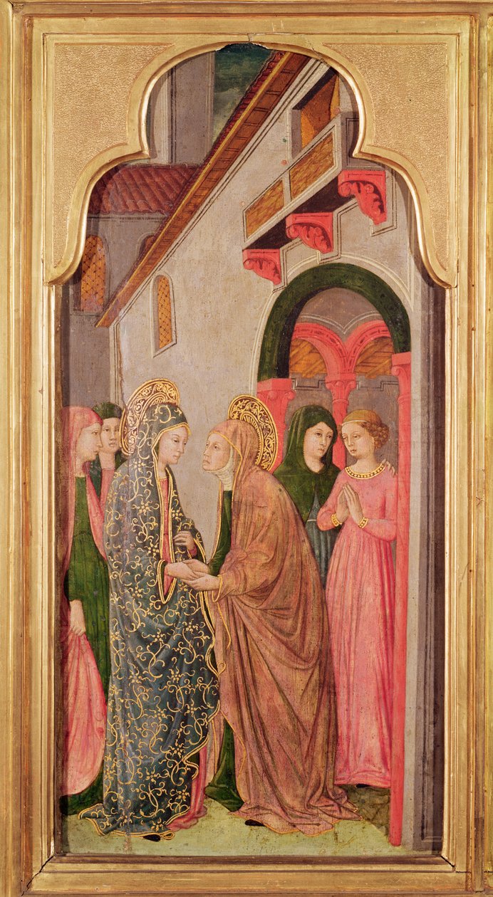 Nawiedzenie, z ołtarza przedstawiającego sceny z życia Matki Boskiej, ok. 1445 autorstwa Giovanni Francesco da Rimini