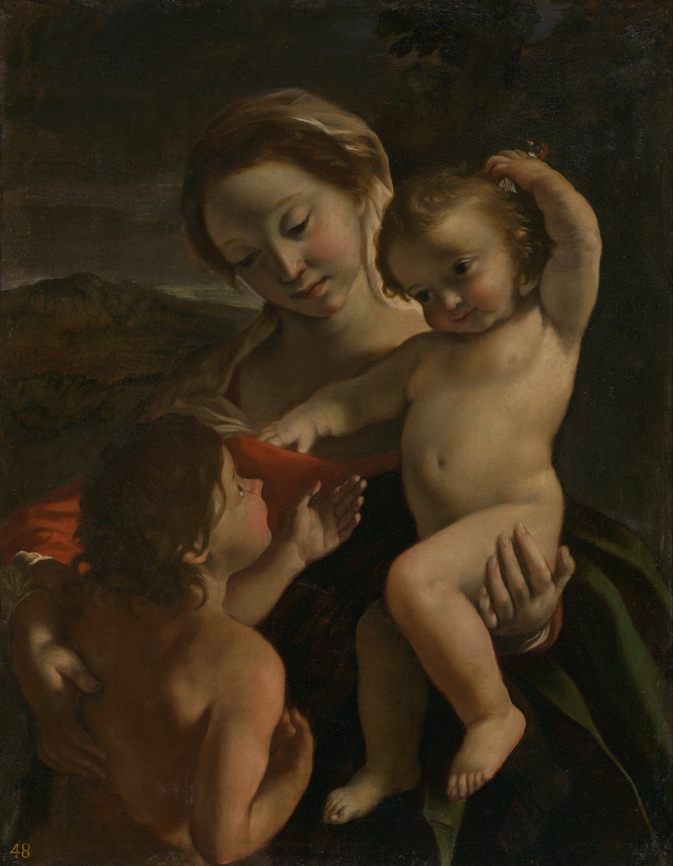 Madonna z Dzieciątkiem z Dzieciątkiem Św. Jan Chrzciciel autorstwa Giovanni Lanfranco