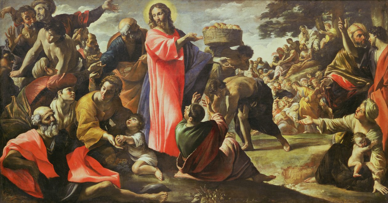 Rozmnożenie chleba i ryb, 1620-5 autorstwa Giovanni Lanfranco