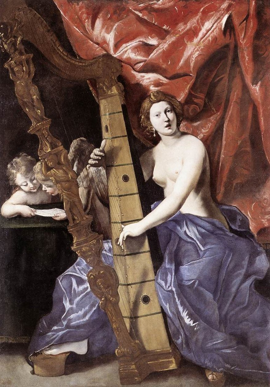 Wenus grająca na harfie (La Musica) autorstwa Giovanni Lanfranco