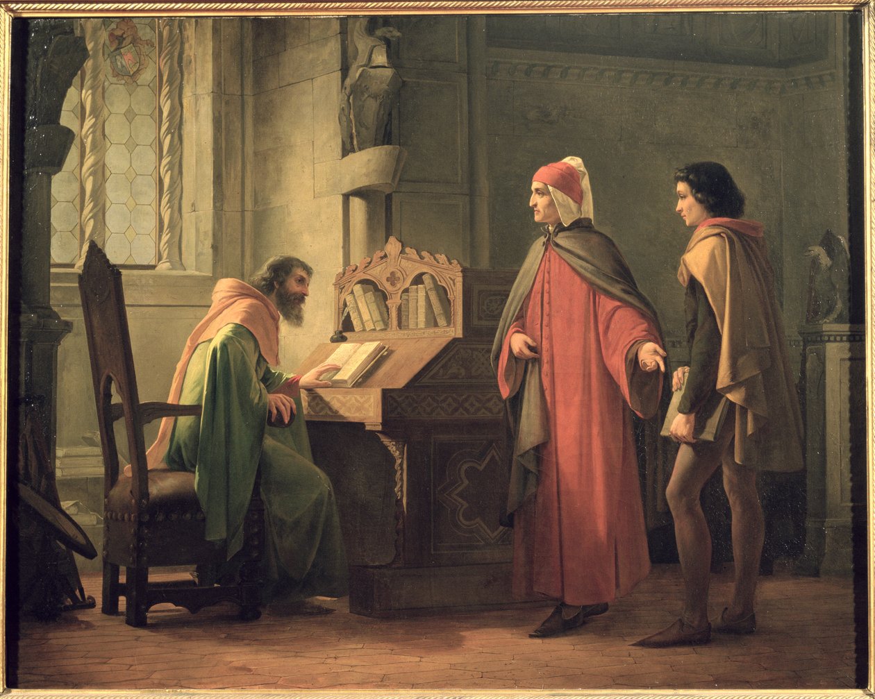 Dante (1265-1321) przedstawiający Giotta (1266-1337) Guido da Polenta (zm. 1310) autorstwa Giovanni Mochi