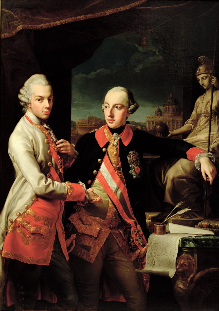 جوزف II (1741-90) د اتریش او لیوپولډ II (1747-92) د توسکاني پولی autorstwa Giovanni Panealbo or Panalbo