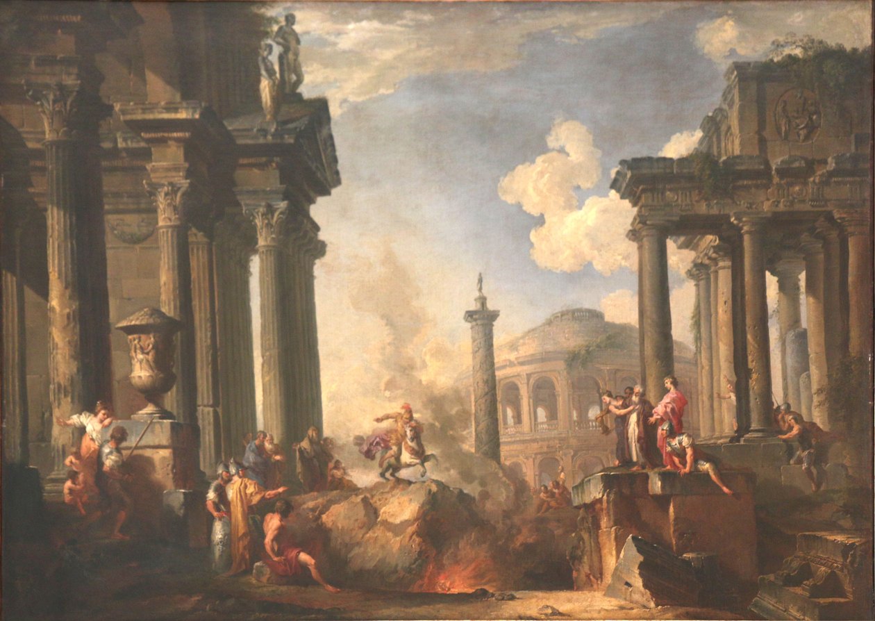 Poświęcenie Marka Curtiusa autorstwa Giovanni Paolo Pannini