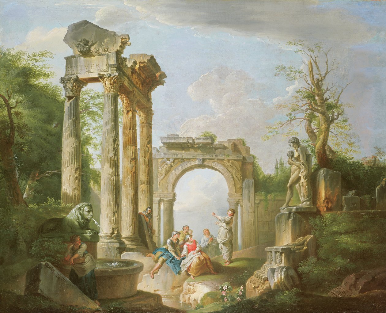 Scena Arkadyjska, XVIII w. autorstwa Giovanni Paolo Pannini