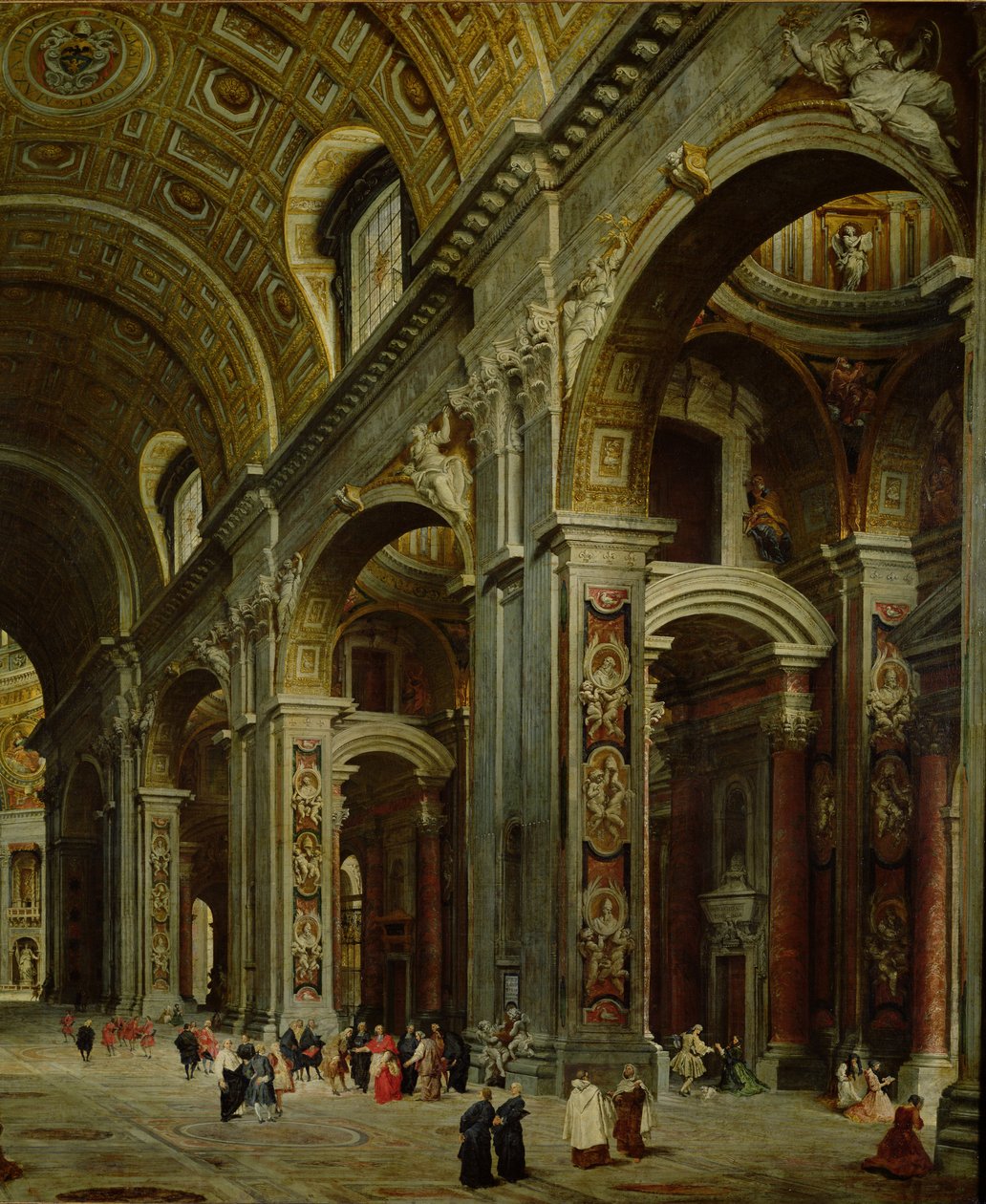 Kardynał Melchior de Polignac (1661-1742) Zwiedzanie kościoła św. Piotra w Rzymie (detal z 222224) autorstwa Giovanni Paolo Pannini