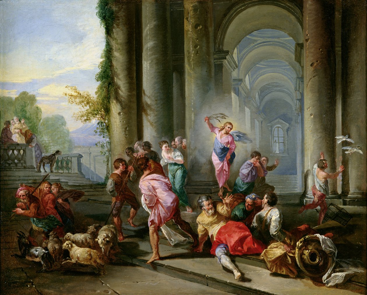 Chrystus wyprowadza kupców ze świątyni, ok. 1720-30 autorstwa Giovanni Paolo Pannini