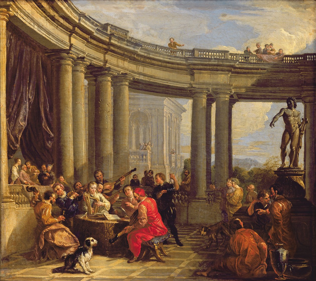Koncert w Galerii Okrągłej, ok. 1718-19 autorstwa Giovanni Paolo Pannini