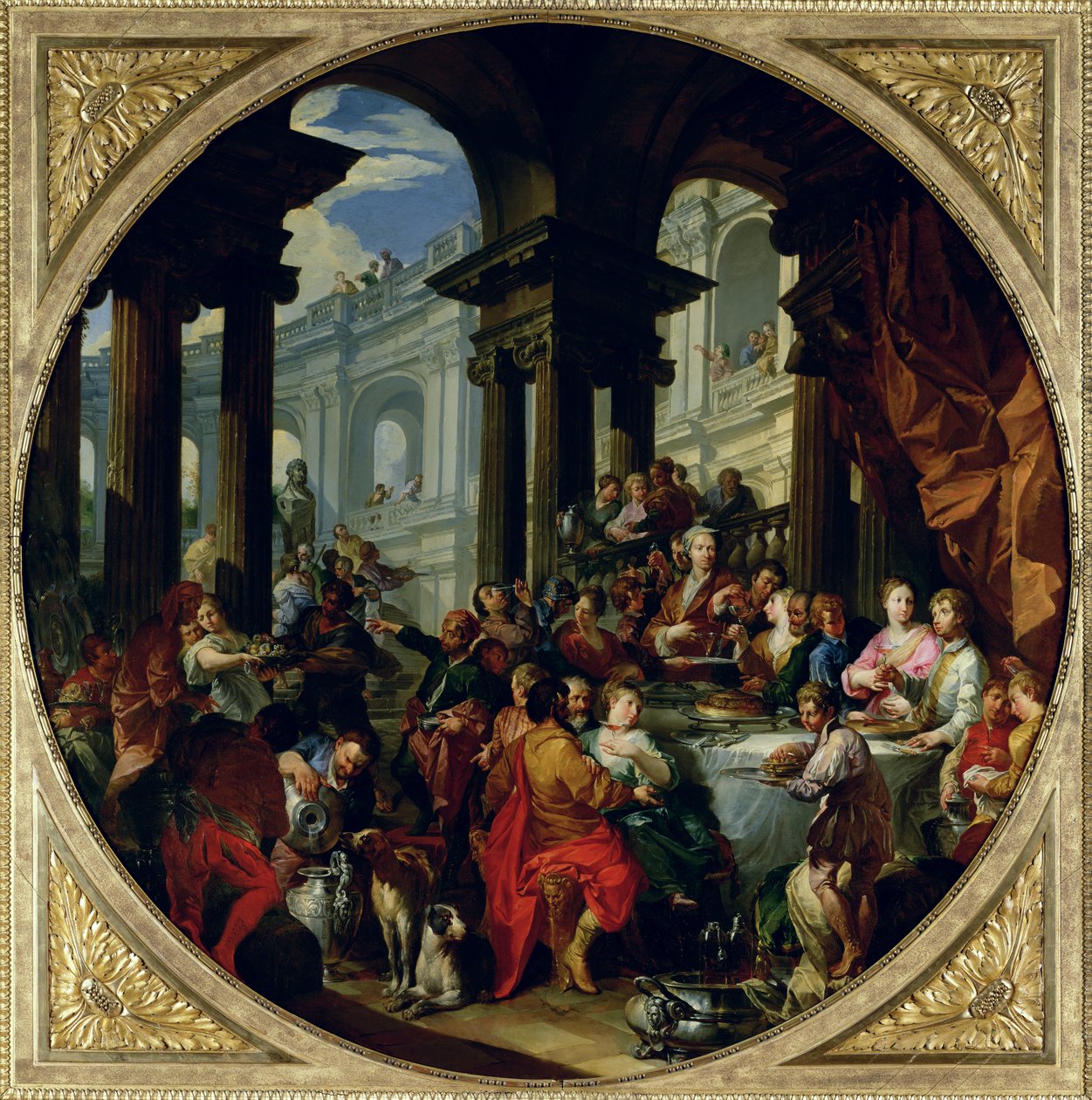 Uczta pod portykiem jońskim, ok. 1720-25 autorstwa Giovanni Paolo Pannini