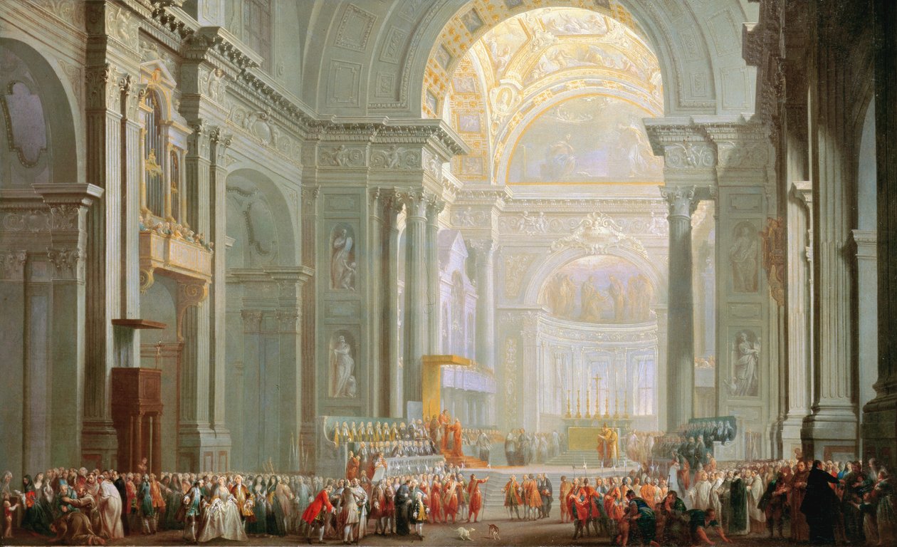 Wnętrze kościoła św. Piotra, Rzym autorstwa Giovanni Paolo Pannini