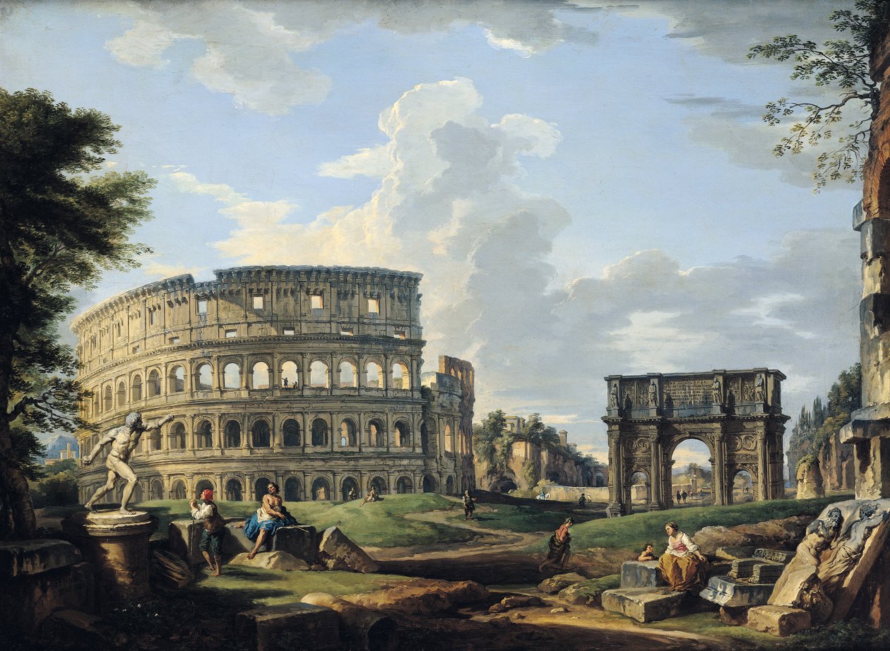 Koloseum i Łuk Konstantyna autorstwa Giovanni Paolo Pannini