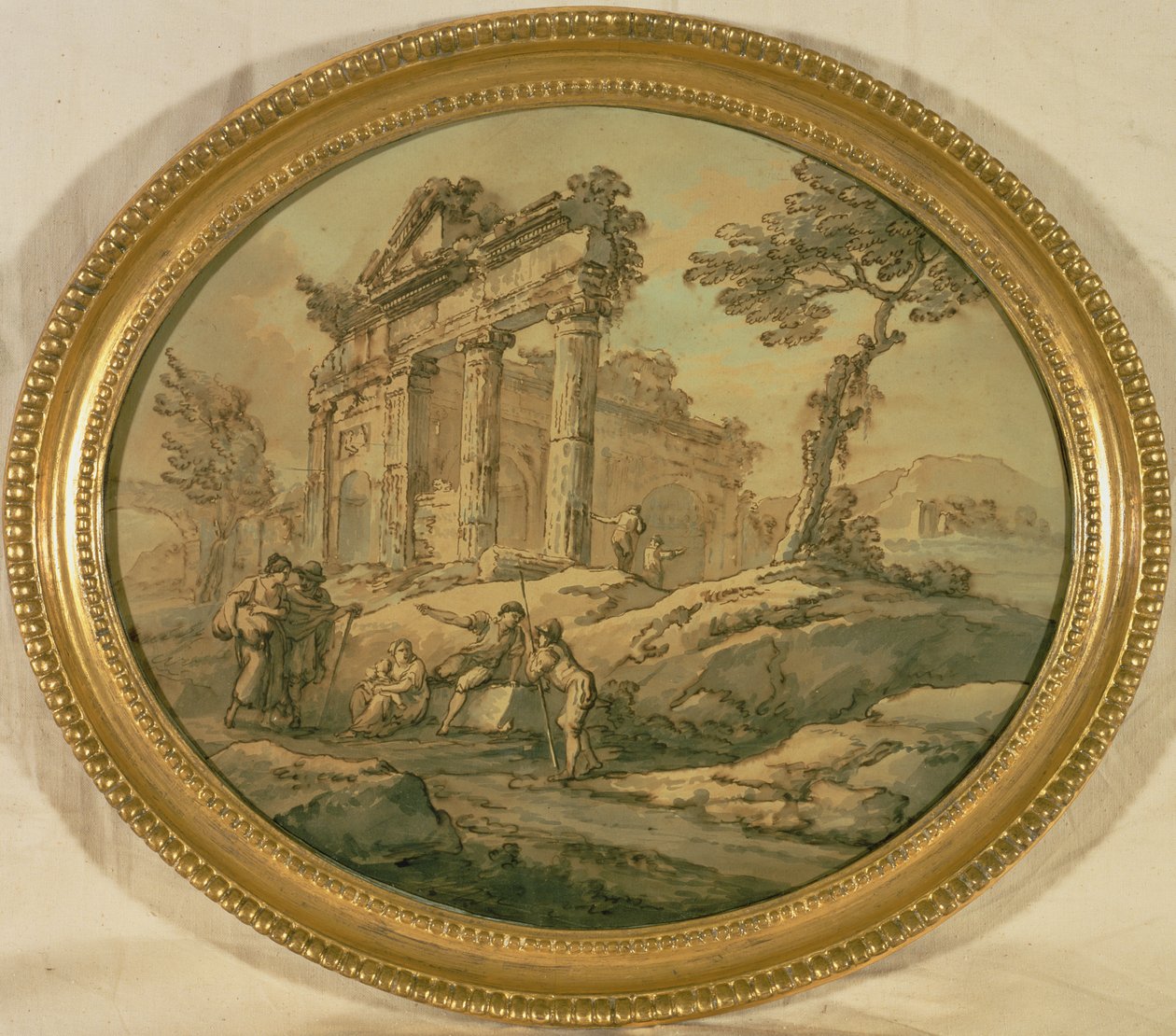Ruiny architektury (indyjski tusz i długopis oraz sepia na papierze) autorstwa Giovanni Paolo Pannini