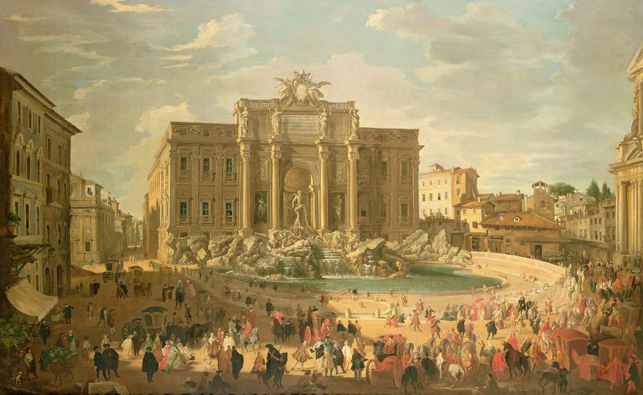 Benedykt XIV odwiedzający Fontannę di Trevi autorstwa Giovanni Paolo Pannini