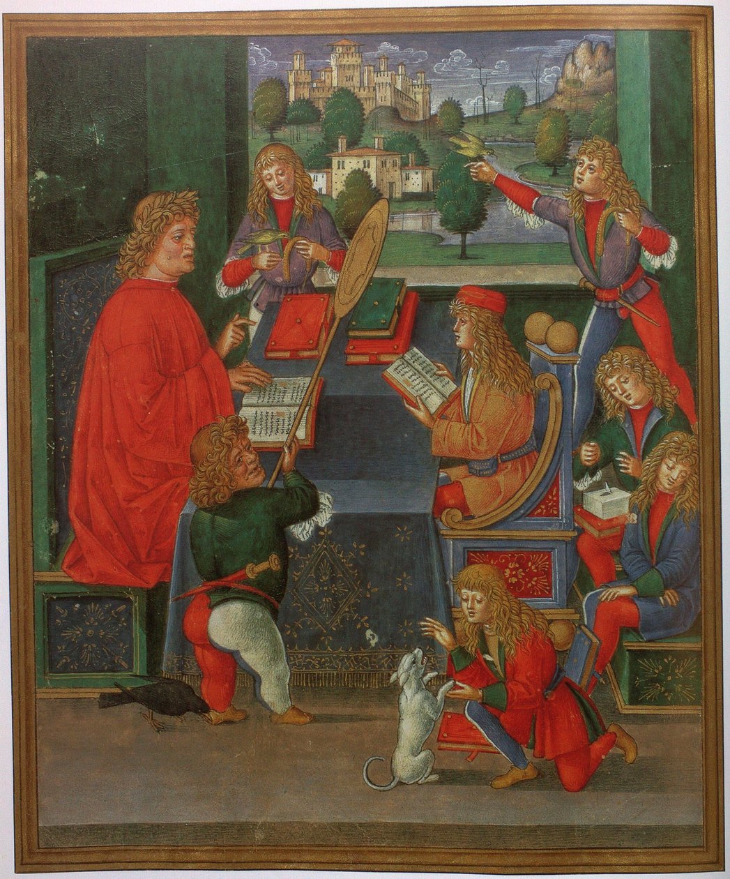 Massimiliano Sforza jako uczeń ze swoim nauczycielem Gian Antonio Secco autorstwa Giovanni Pietro da Birago