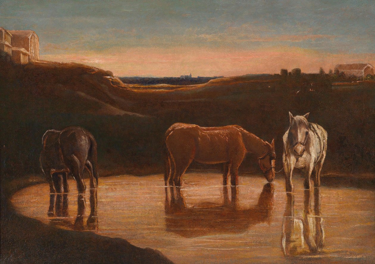 Konie w brodzie autorstwa Giovanni Segantini