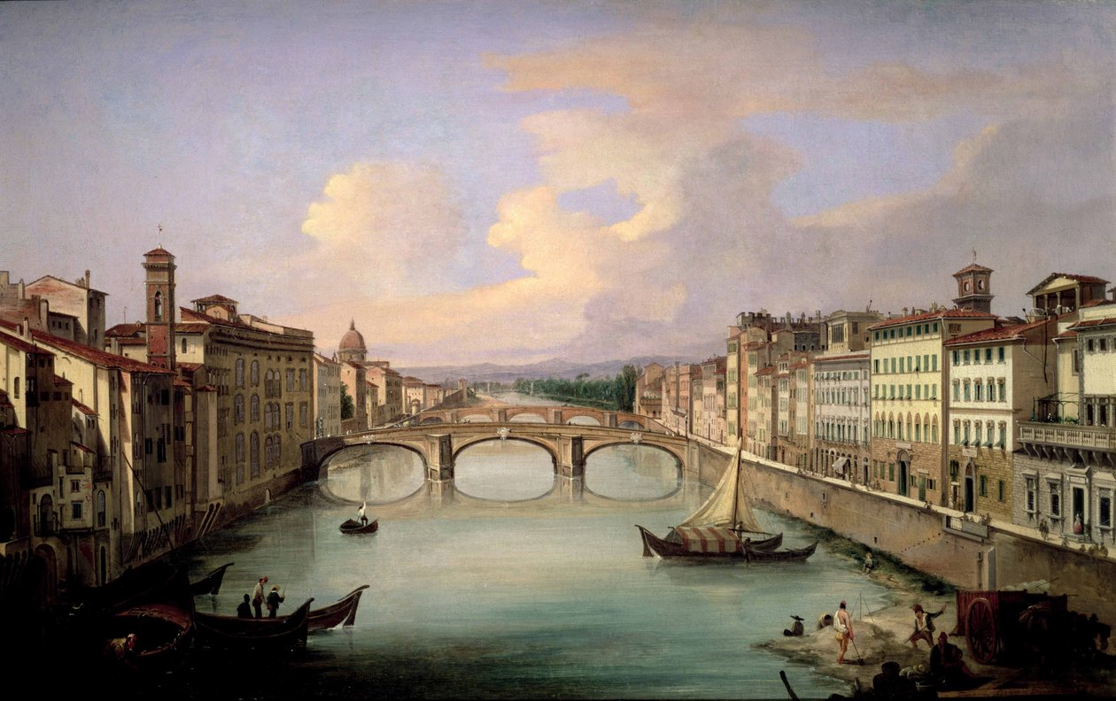 Florencja z Ponte Vecchio autorstwa Giovanni Signorini