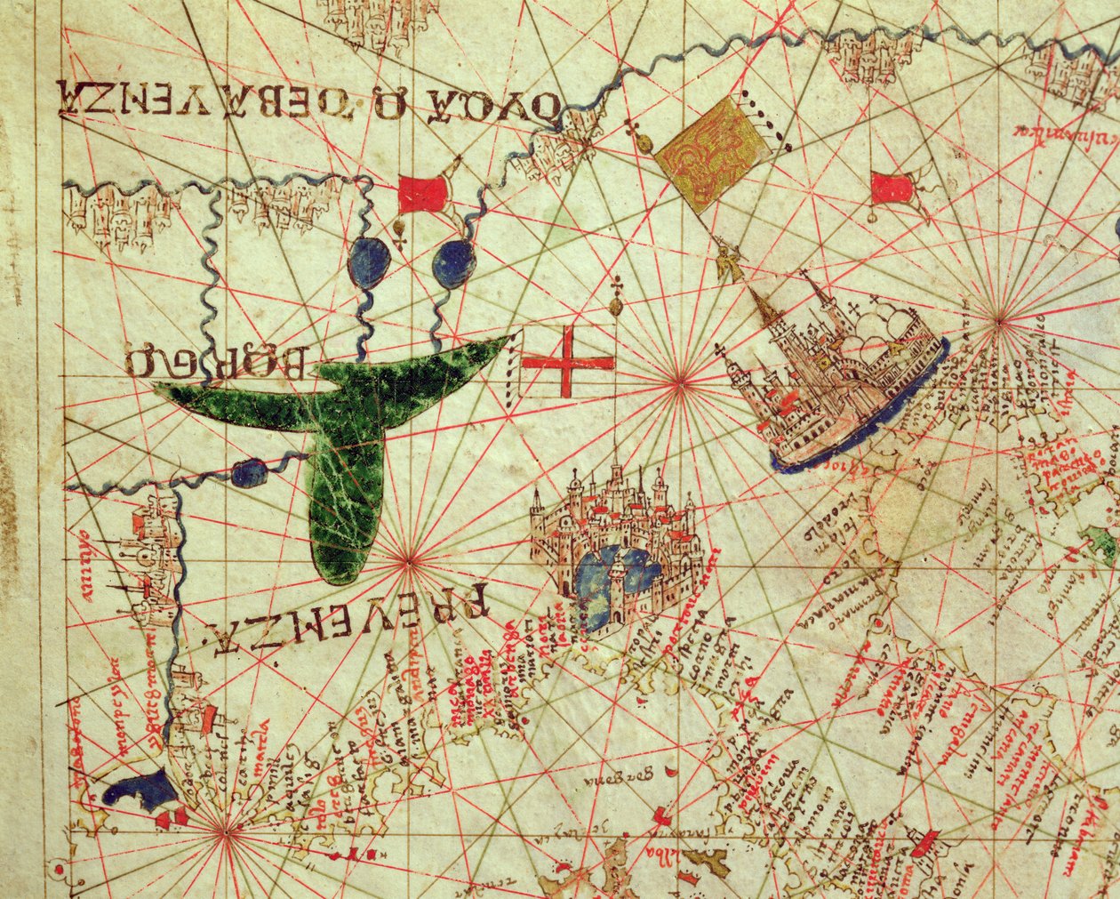 Prowansja i północne Włochy, z atlasu morskiego, 1520 (atrament na welinie) autorstwa Giovanni Xenodocus da Corfu
