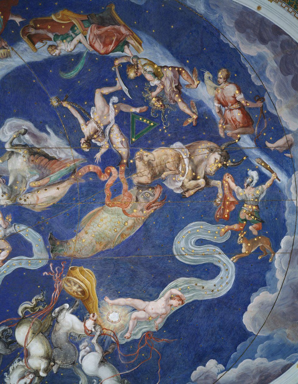 Sufit astrologiczny w Sala del Mappamondo autorstwa Giovanni de Vecchi