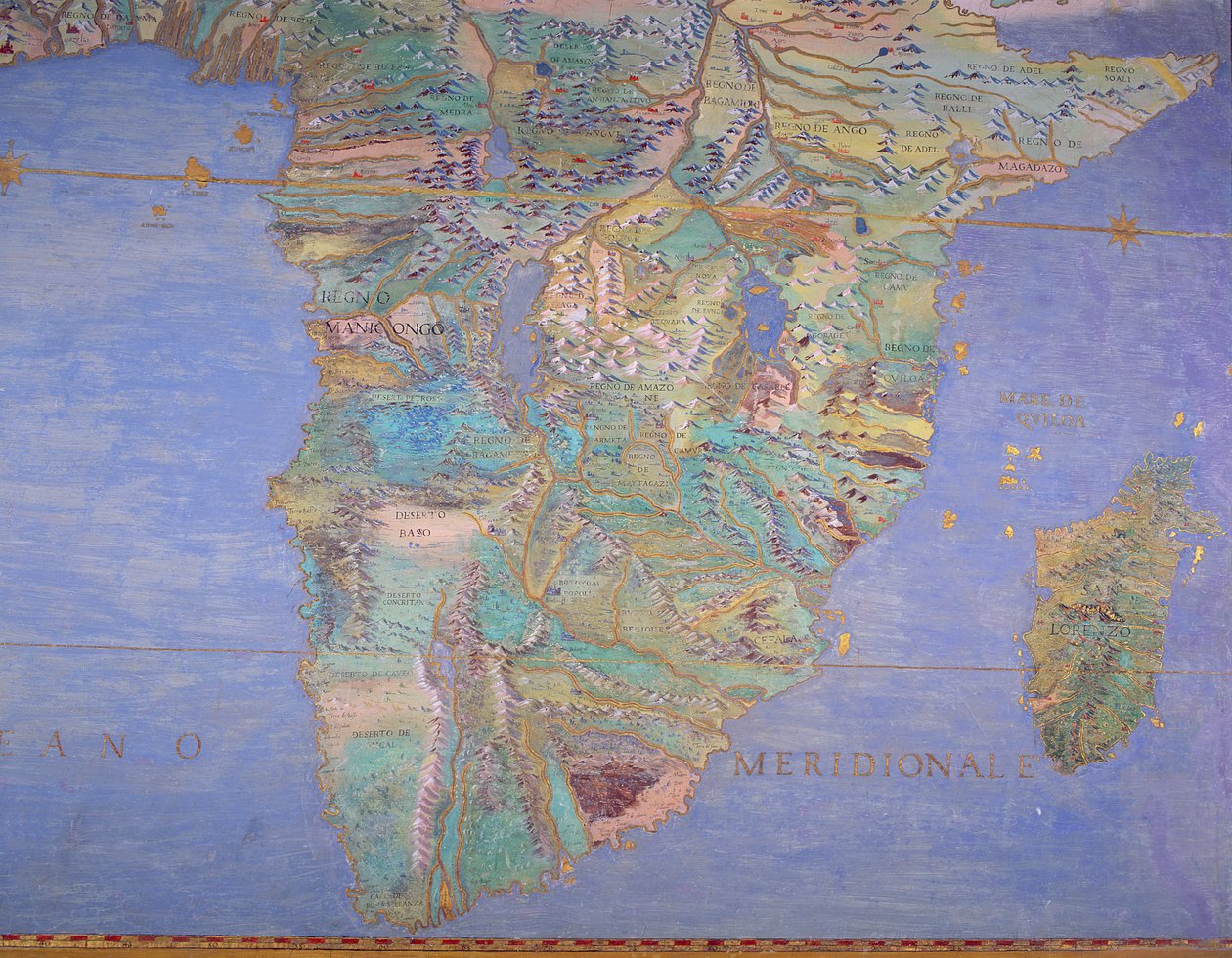 Mapa Indii z XVI wieku, z „Sala del Mappamondo” (Sala Map Świata) c.1574-5 autorstwa Giovanni de Vecchi