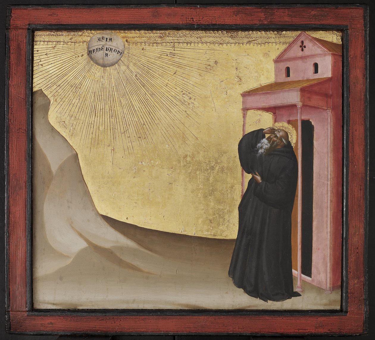 Wizja św. Benedykta, koniec XIV w. (tempera i złote liście na płycie) autorstwa Giovanni di Niccolo del Biondo