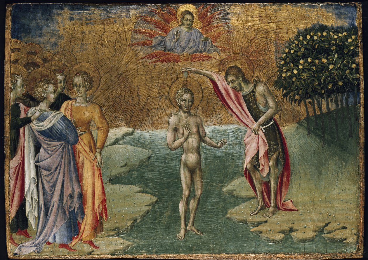 Chrzest Chrystusa, XV w. (tempera na panelu) autorstwa Giovanni di Paolo