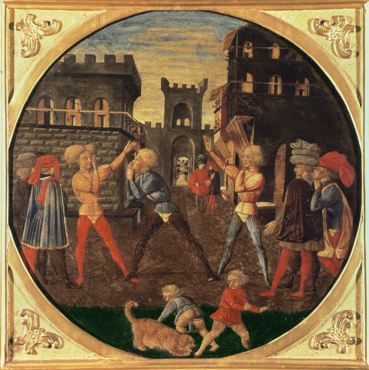 Gra w Civettino (tempera na panelu) autorstwa Giovanni di Ser Giovanni