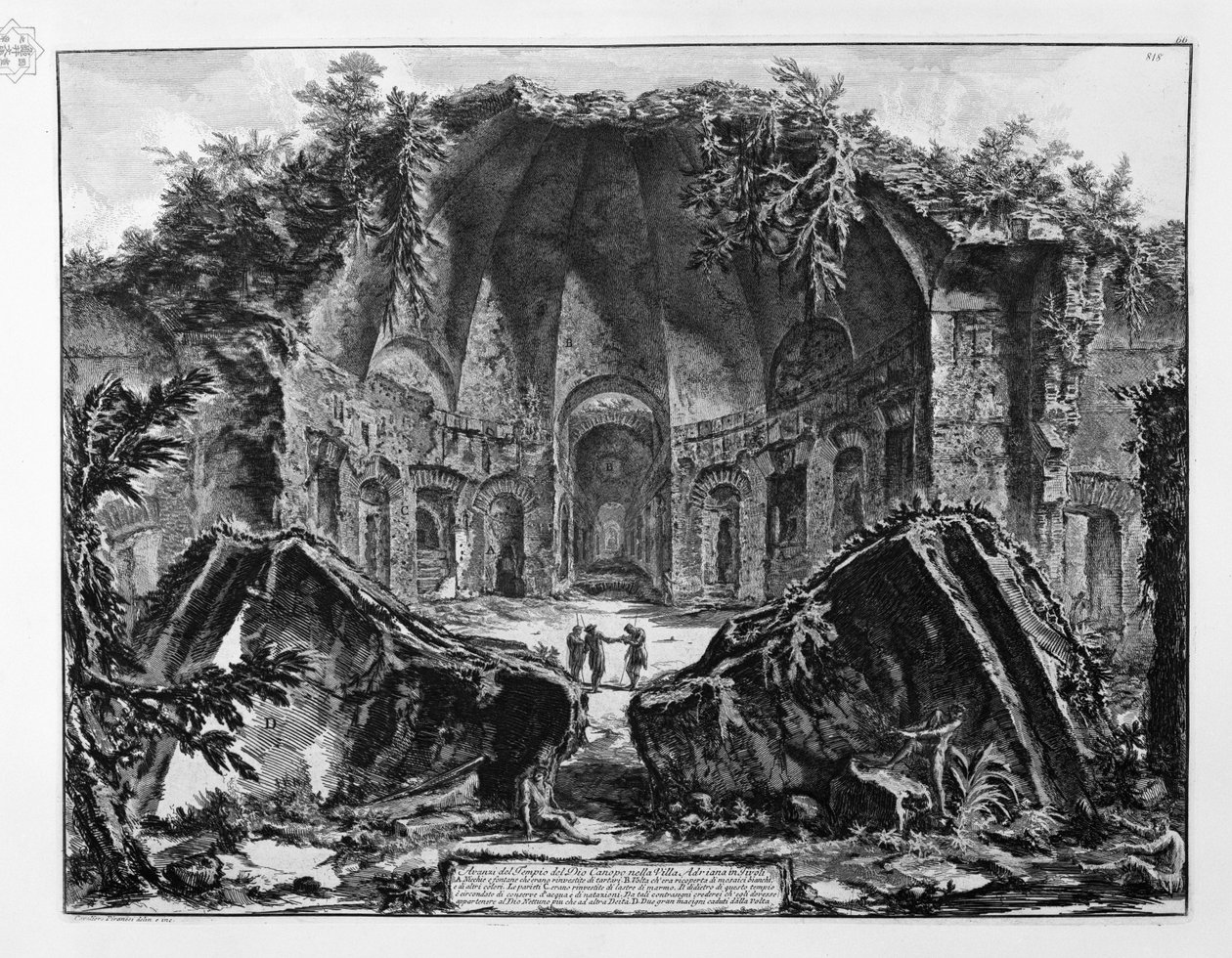 Pozostałości Świątyni Boga Canopusa w Villa Adriana w Tivoli autorstwa Giovanni Battista Piranesi