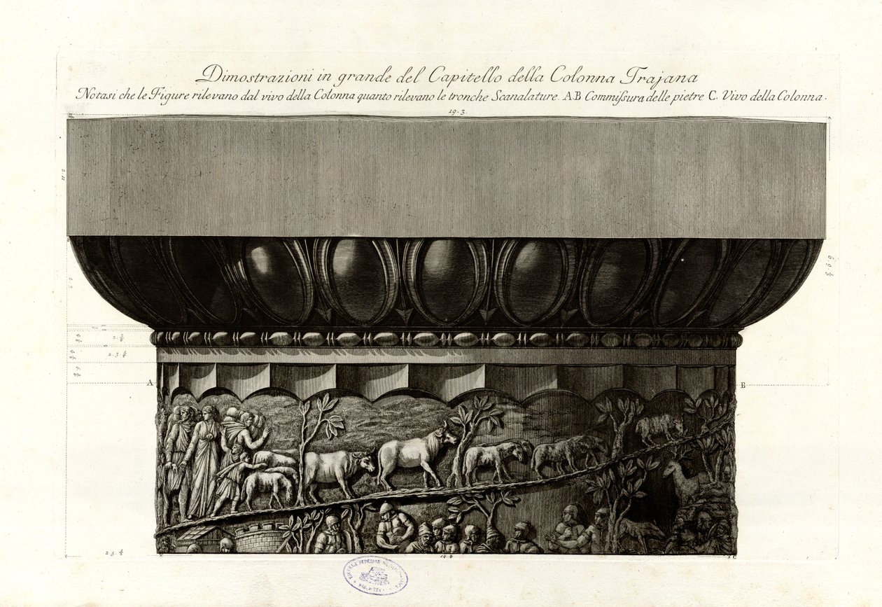 Duże pokazy stolicy Kolumny Trajana autorstwa Giovanni-Battista Piranesi